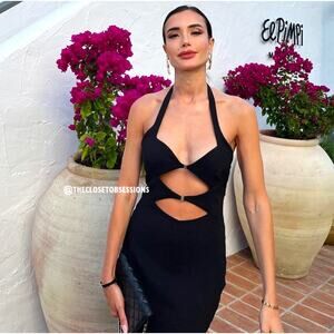 ZARA Blogger Fave!!! Viral Black Cutout Midi Dress NWT – Iconic Style 🖤